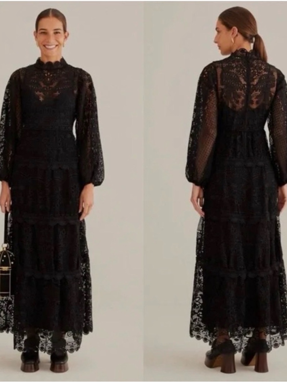 FARM Rio Guipure Long Sleeve Maxi Dress NWT - Size Medium - Picture 4 of 9
